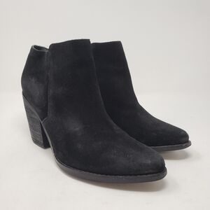 SOL SANA Black Suede Stacked Heel Ankle Boots size 40